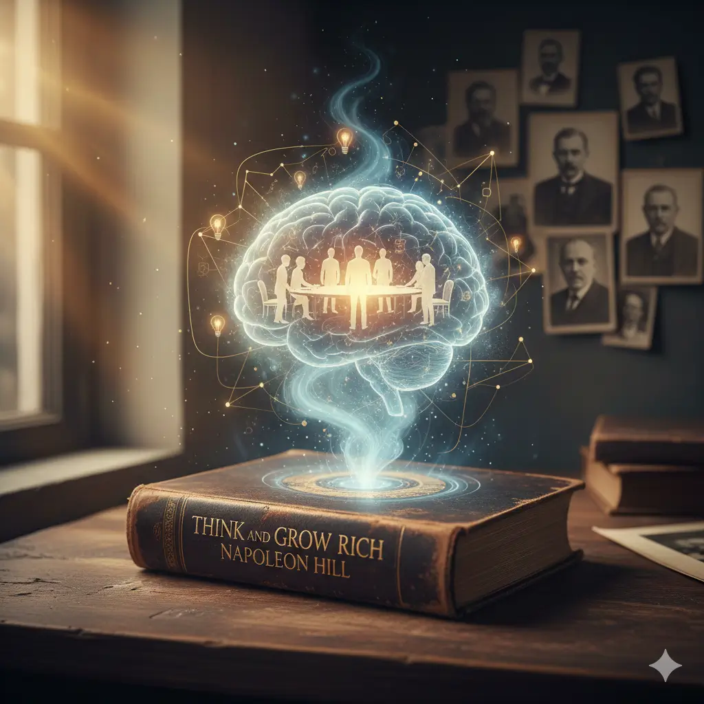 Ilustra&ccedil;&atilde;o de Napoleon Hill escrevendo seus manuscritos sobre sucesso